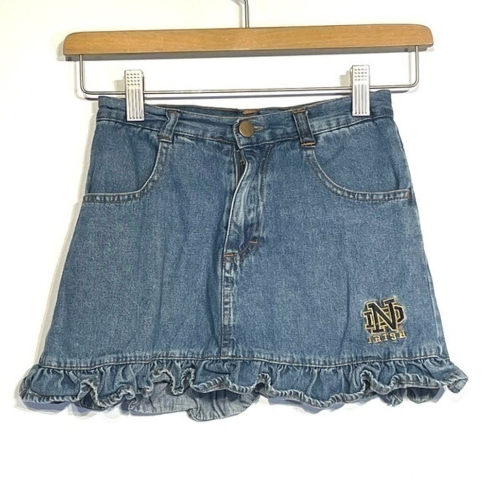 Notre Dame Monogram Girls Denim Skirt Skort Size xs Youth Red Oak Sportswear